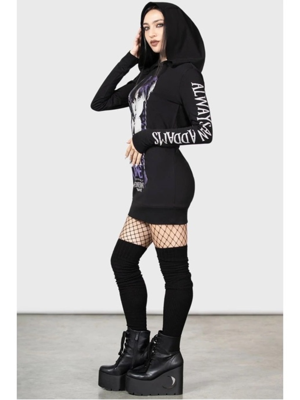 KILLSTAR x Wednesday No-Hug Zone Longline Hoodie Black Purple Size M NWT - Picture 12 of 12